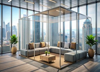 cozy-office-interior-with-relax-glass-conference-boxes-row-modular-sofa-pouf-carpet-grey-concrete-floor-panoramic-window-city-skyscrapers-3d-rendering
